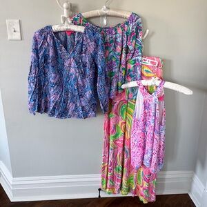 4 item Lilly Pulitzer Blouse x 2 + Halter Tank + Maxi skirt BUNDLE - Small